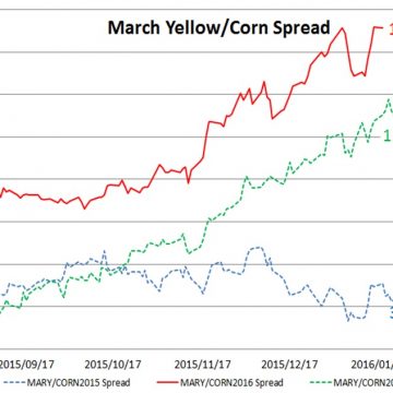 Mar16YM/Corn spread