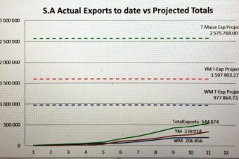 S.A actual export to date projected over 52 weeks.