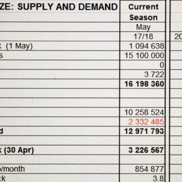 Calculating our ending stock on the projections of current weekly export to date.